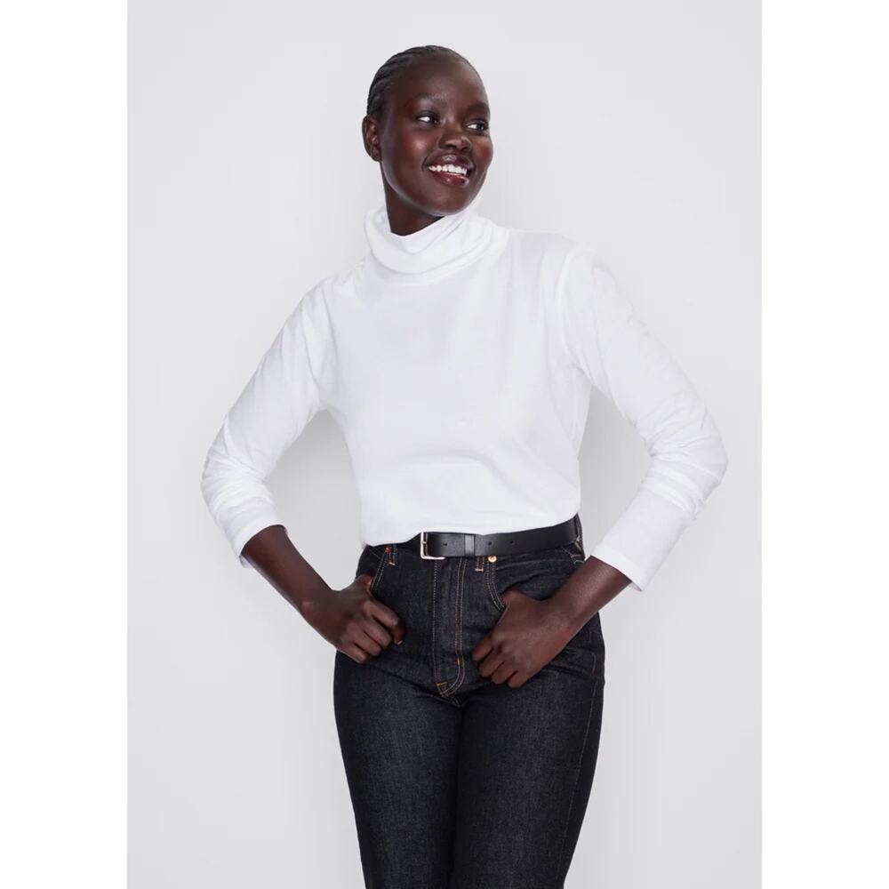 Kule 100% Cotton White The Turtleneck Long Sleeve Top Size Small
